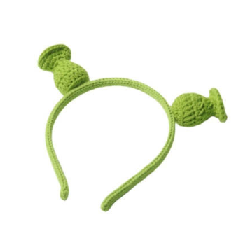 Unisex Wool Crocheted Shrek Headband - Handmade Cartoon Hair Accessory