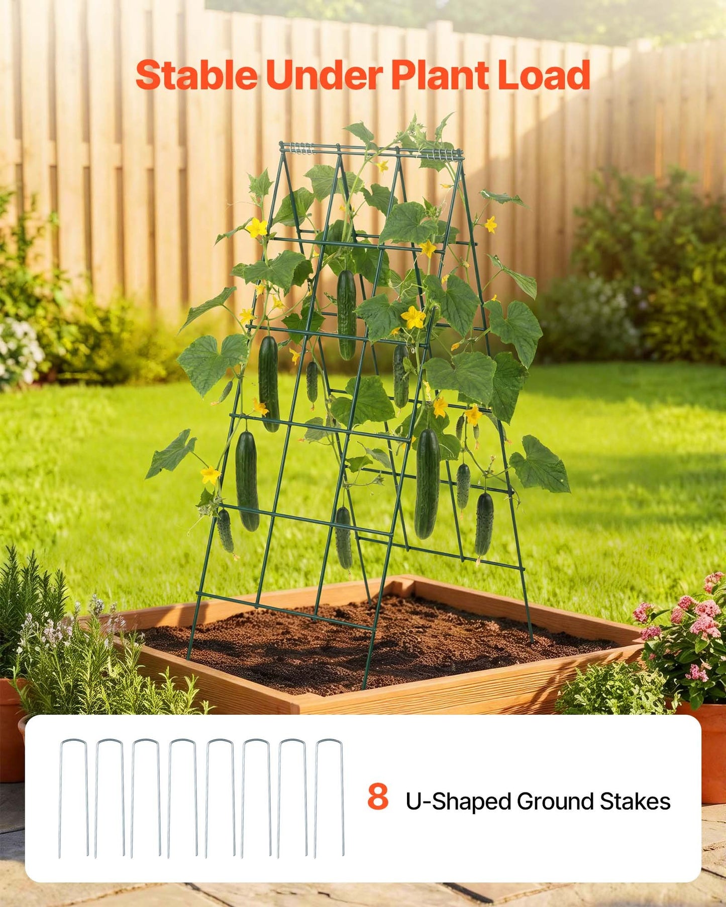 Garden Trellis A-Frame 4 Pack for Climbing Plants, Rustproof Metal Support - Black