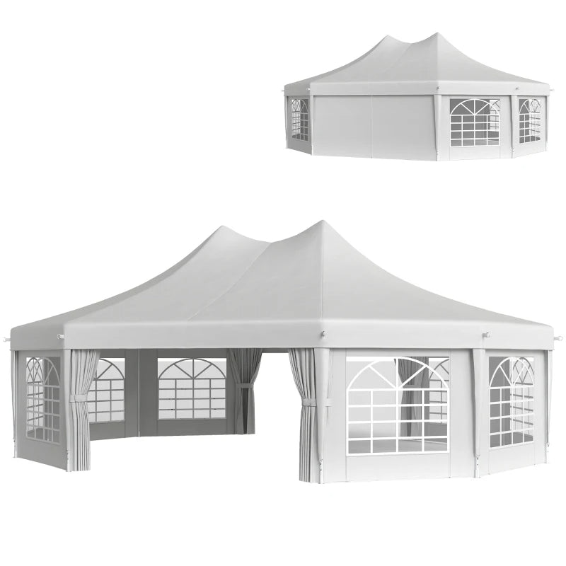 Extra-Large White Canopy Party Tent with Pull-Back Doors
