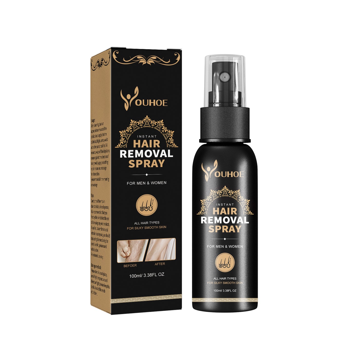 Gentle Hair Removal Spray - Painless Body Hair Remover & Inhibitor 100ml