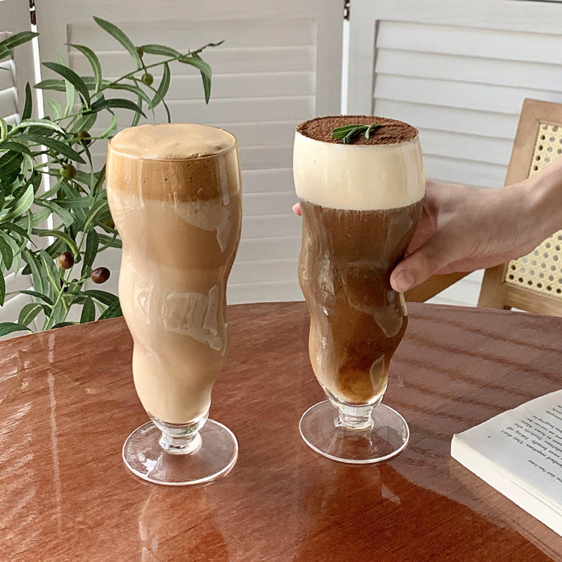 Glass Coffee Cup 510ML Twist Design Cold Drink Juice Mug - Modern & Durable