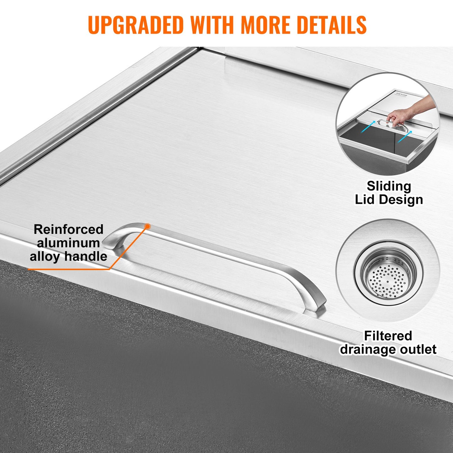 Stainless Steel Drop-In Ice Chest - 40.9 Qt Outdoor Cooler
