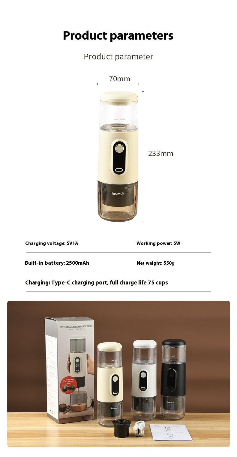 Portable Wireless Coffee Machine - Compact Capsule Espresso Maker for Home & Outdoor Use