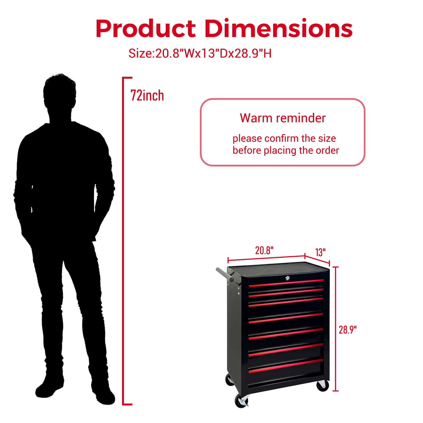 20-Inch Metal Rolling Tool Chest with 7 Drawers, Steel Storage Cabinet