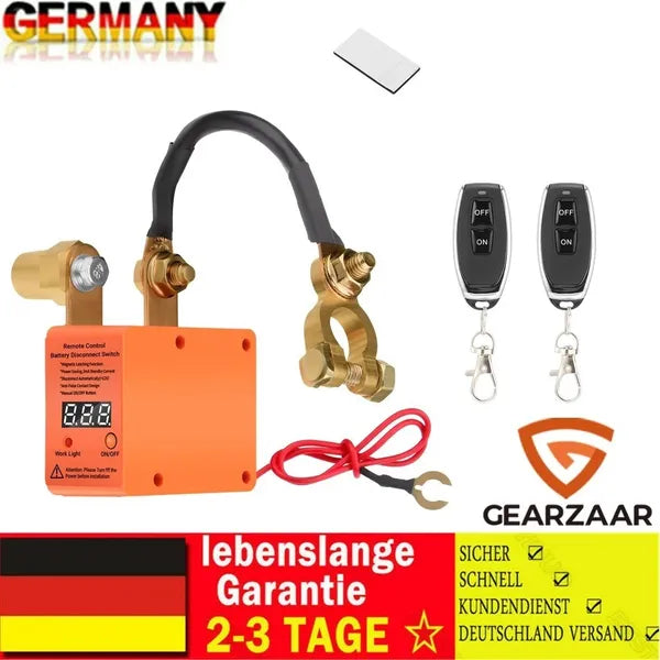 12V Battery Disconnect Switch Kit with Dual Remote Control for Vehicle Security