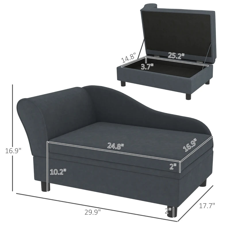 Pet Sofa Bed with Storage for Cats and Small Dogs - Dark Gray