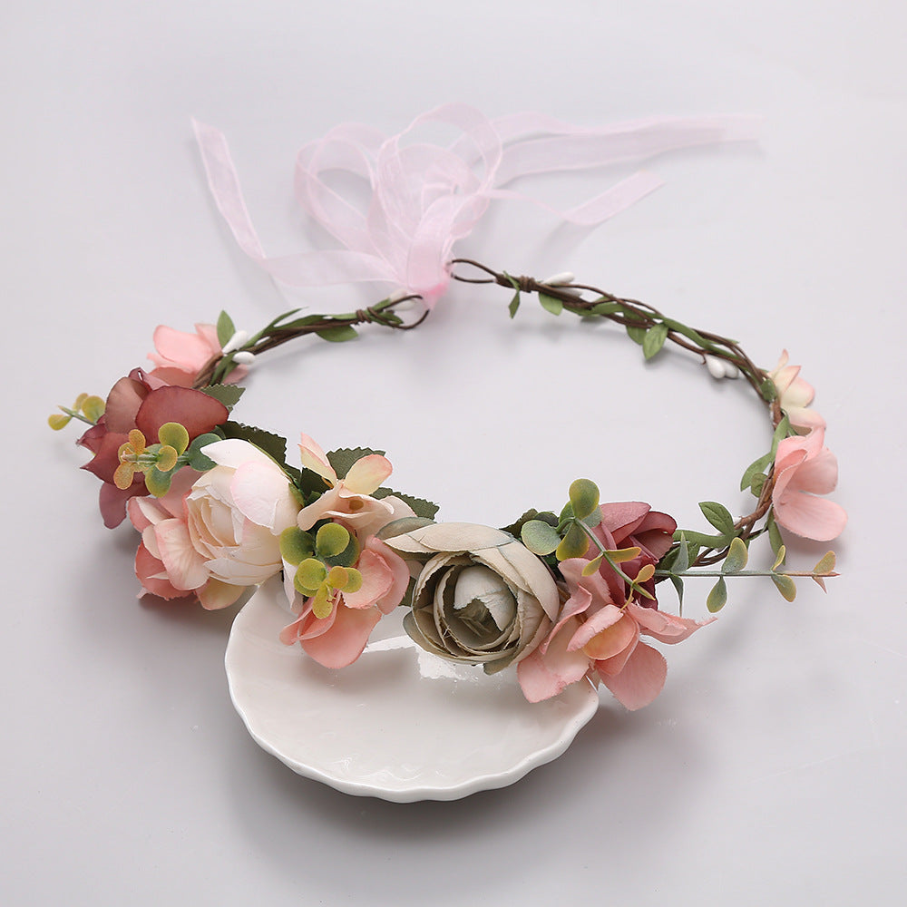 Bride's Seaside & Forest Style Flower Headdress Wreath - Fabric Hairband