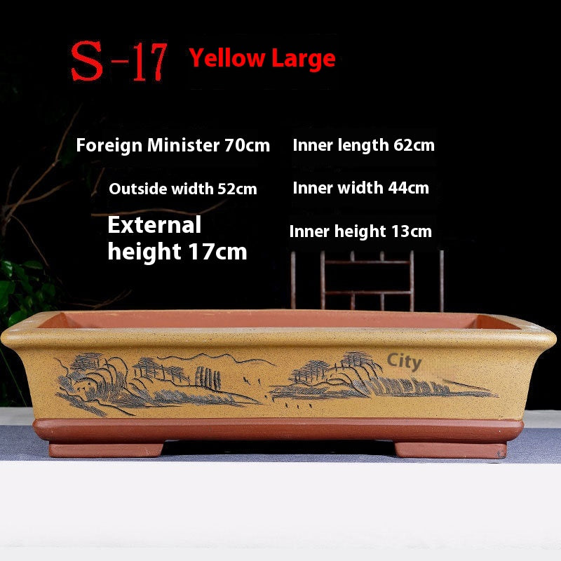 Rectangular Non-Porous Rockery for Bonsai Trees Garden Decor