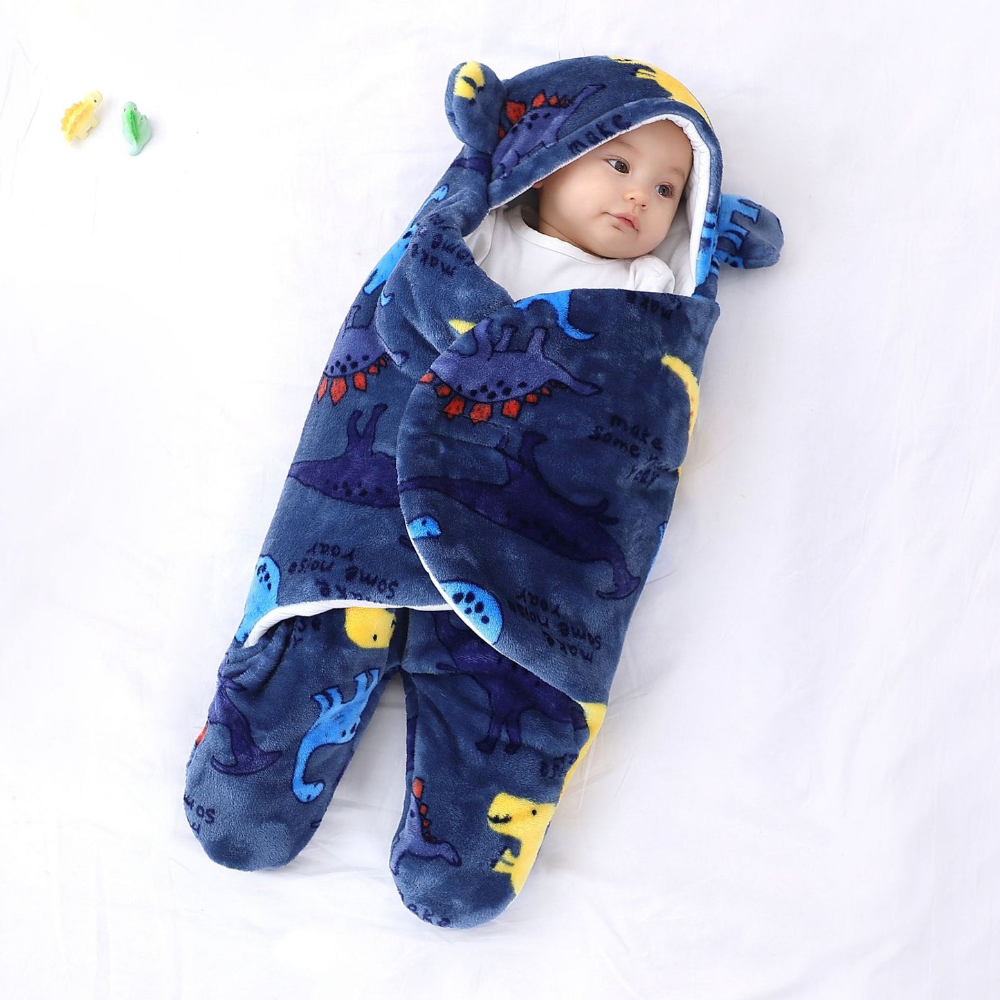 Baby Sleeping Bag with Cartoon Prints, Thick Flannel Swaddle for Newborns