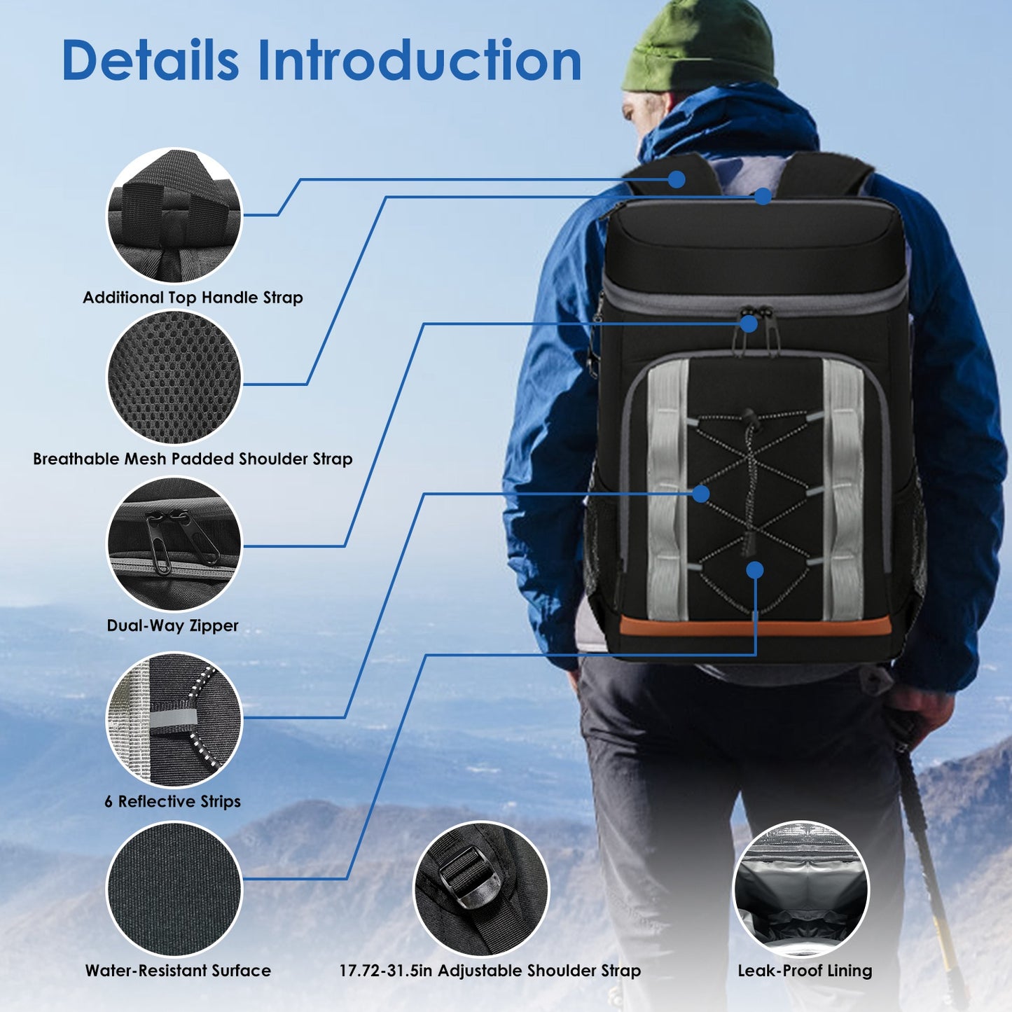 Insulated Cooler Backpack with 36 Can Capacity - Multi-Pocket Design