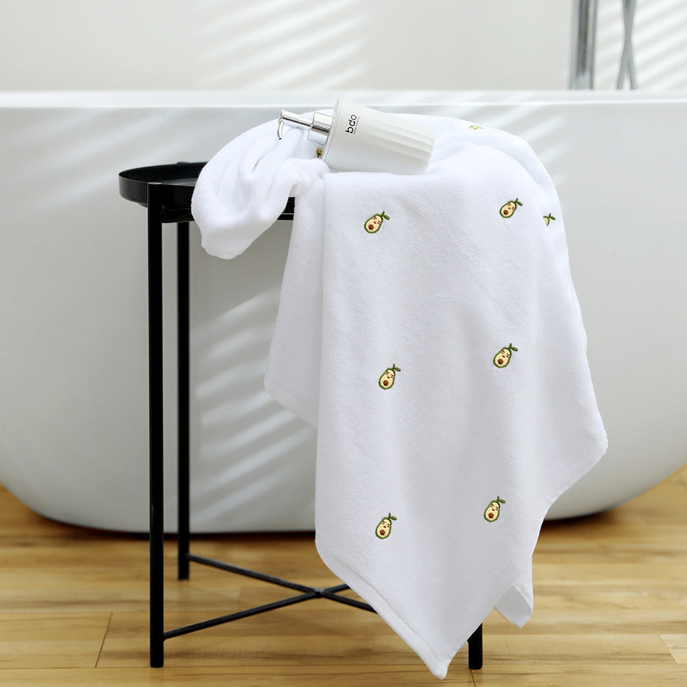 Embroidery Cotton Bath Towel - Soft, Absorbent, 70x140cm, Multiple Colors