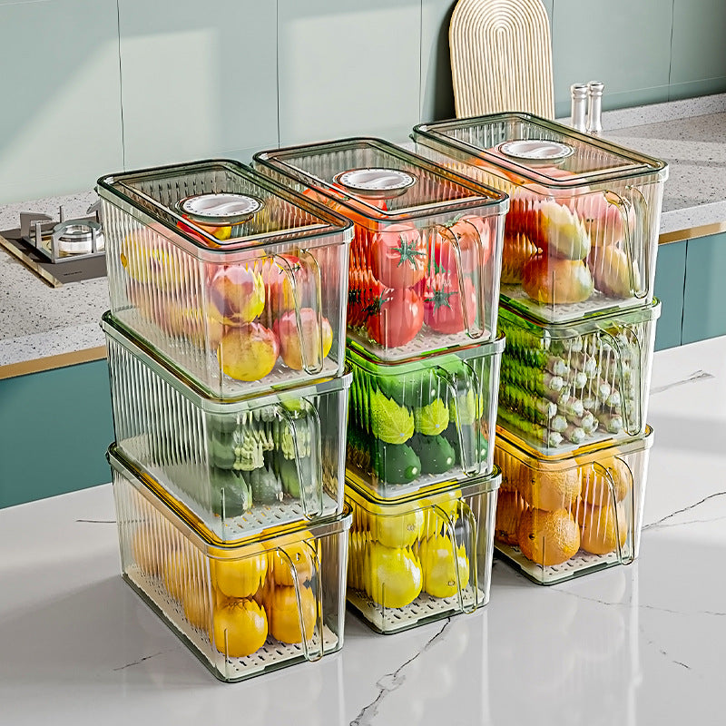 Food-Grade Transparent Drainable Refrigerator Storage Container Set