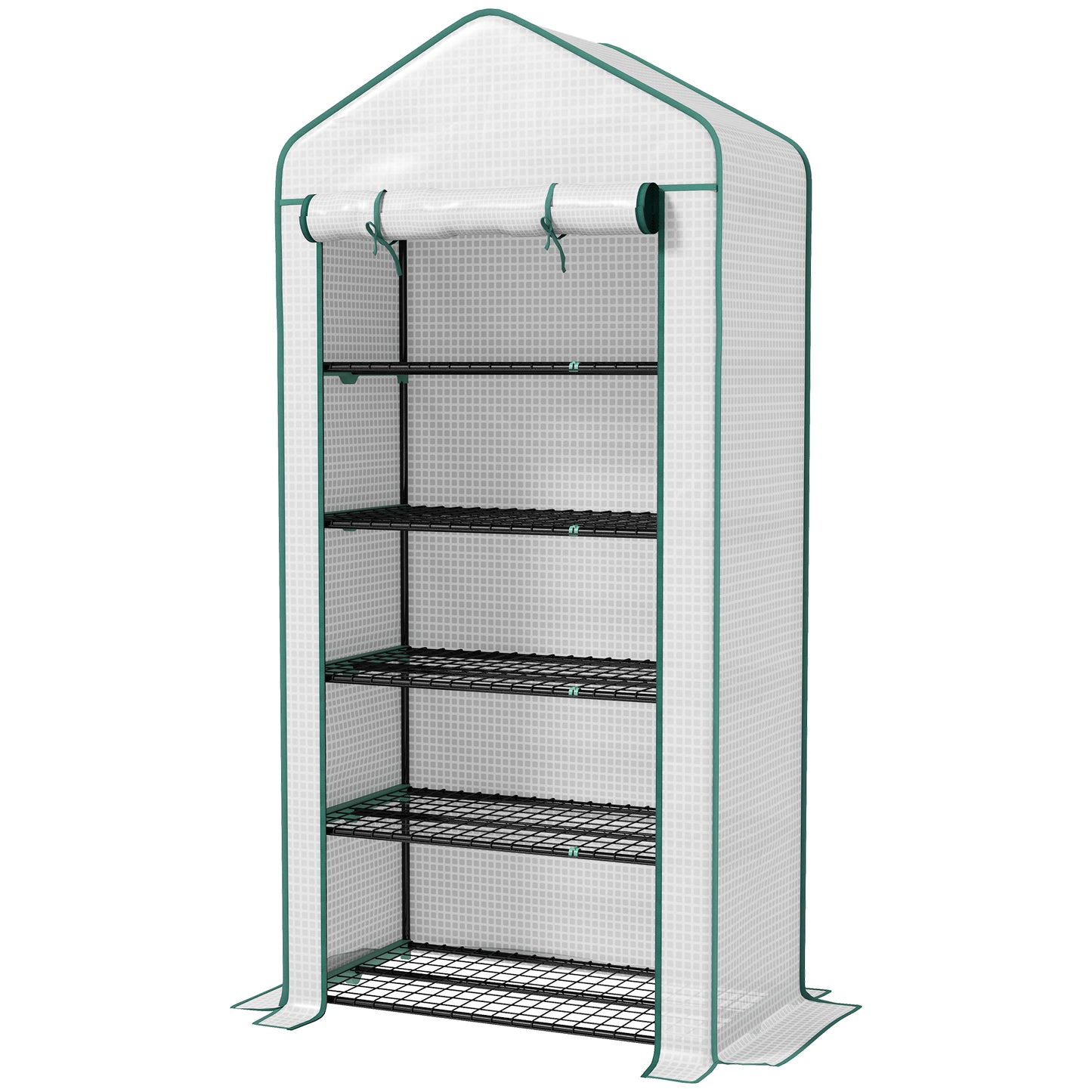 Mini Portable Greenhouse with 5 Shelves - Green & White