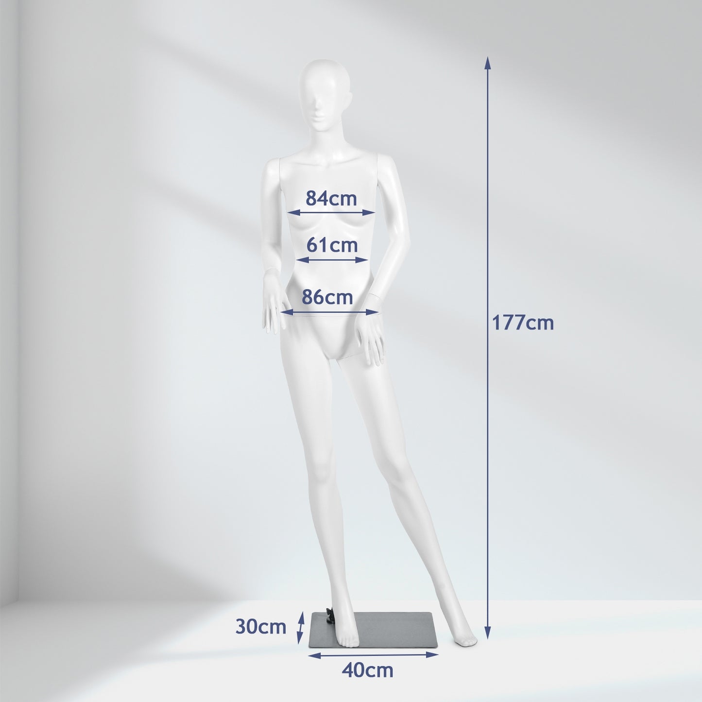 5.8 Ft Female Mannequin with Adjustable Detachable Arms & Metal Stand