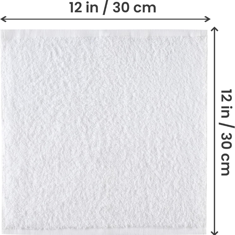 12-Pack Cotton Washcloth Set - Soft & Highly Absorbent Face Cloths