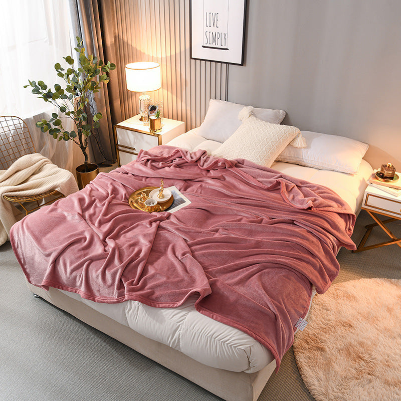 Thick Flannel Blanket for Bedroom and Dormitory Solid Color Winter Bedding