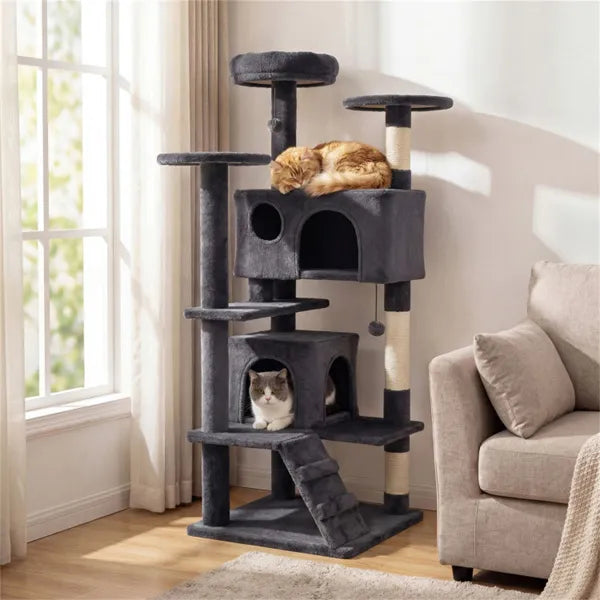 52-Inch Tall Cat Tree Tower with Perches, Condos & Scratching Posts