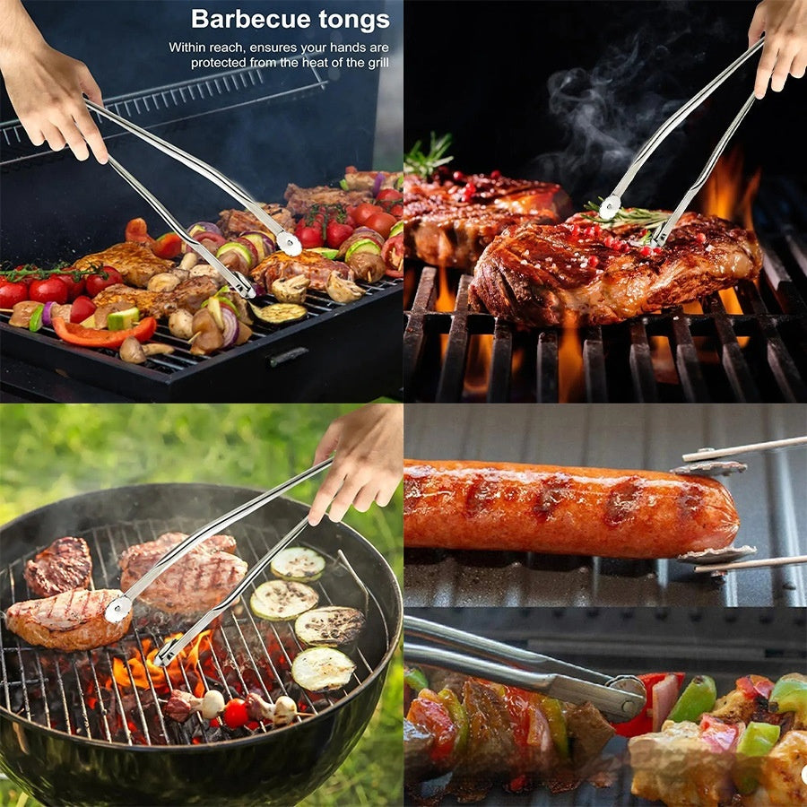 Stainless Steel BBQ Grill Clamp Multi-Functional Hot Dog Toasting Tool