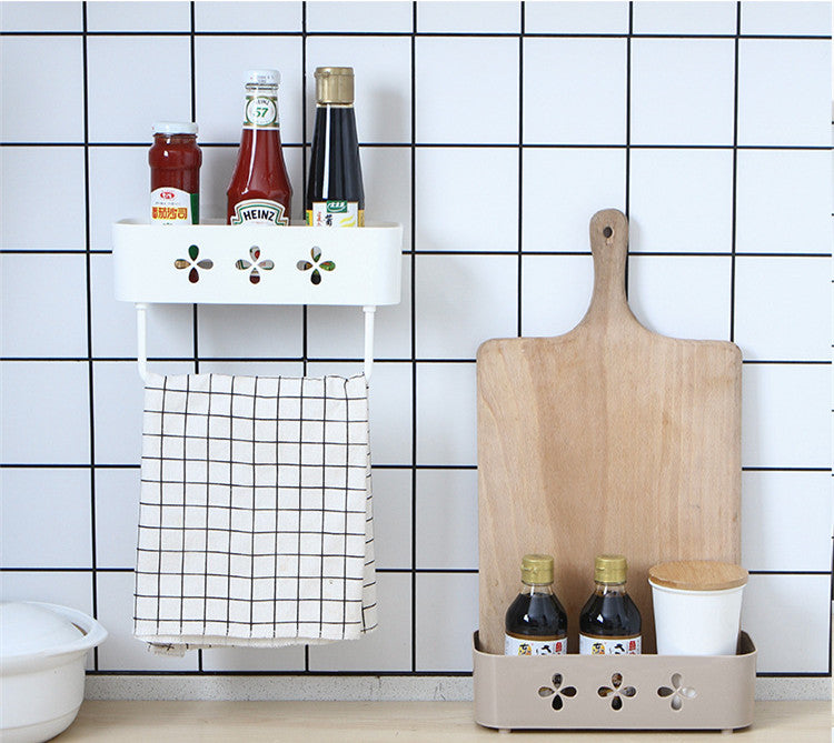 Wall-Mounted Plastic Storage Rack for Bathroom Kitchen Organizers