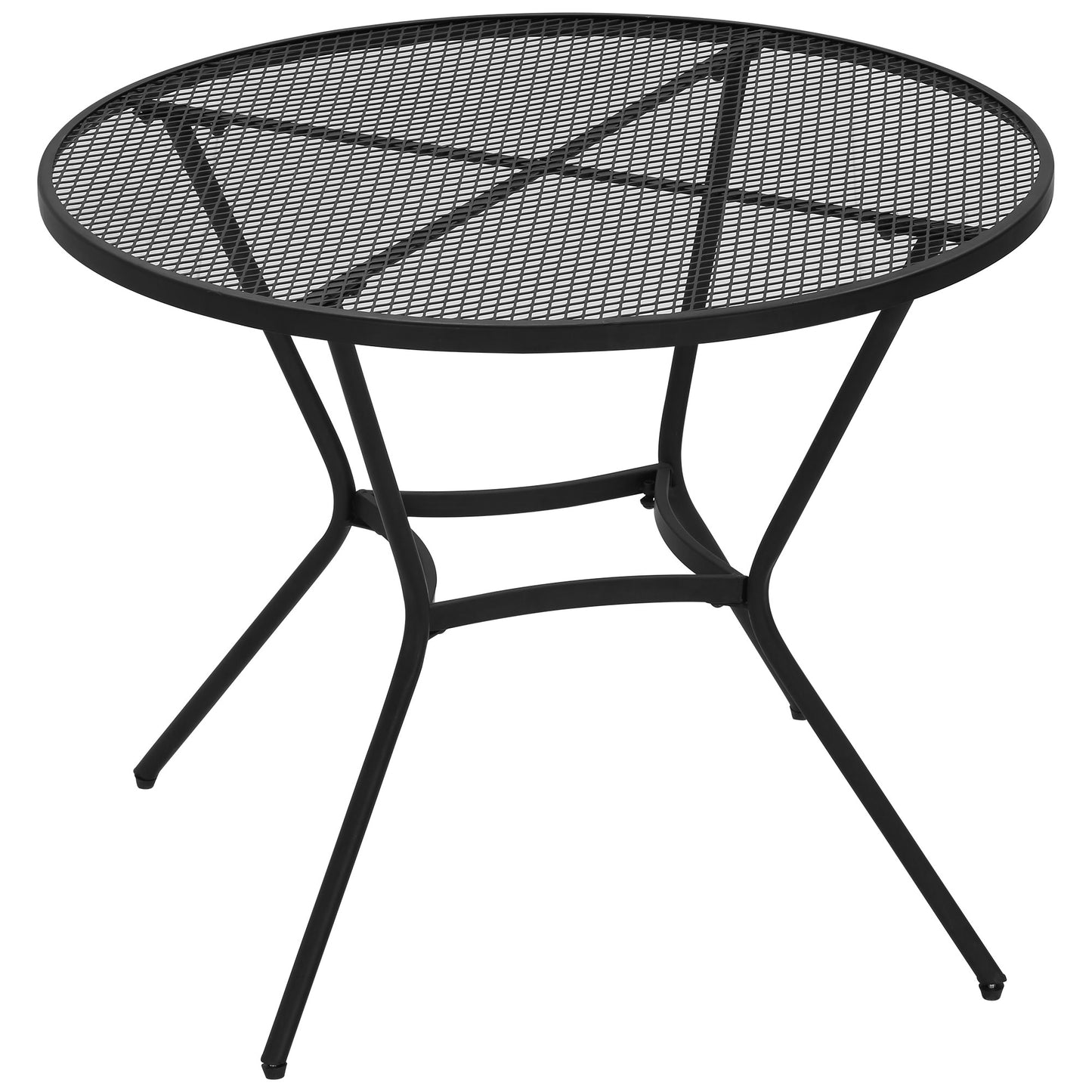 35" Round Bistro Dining Table - Black Metal Mesh Patio Table