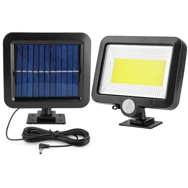 Solar Powered Outdoor Wall Light with Motion & Light Sensors, IP65 Waterproof, Black