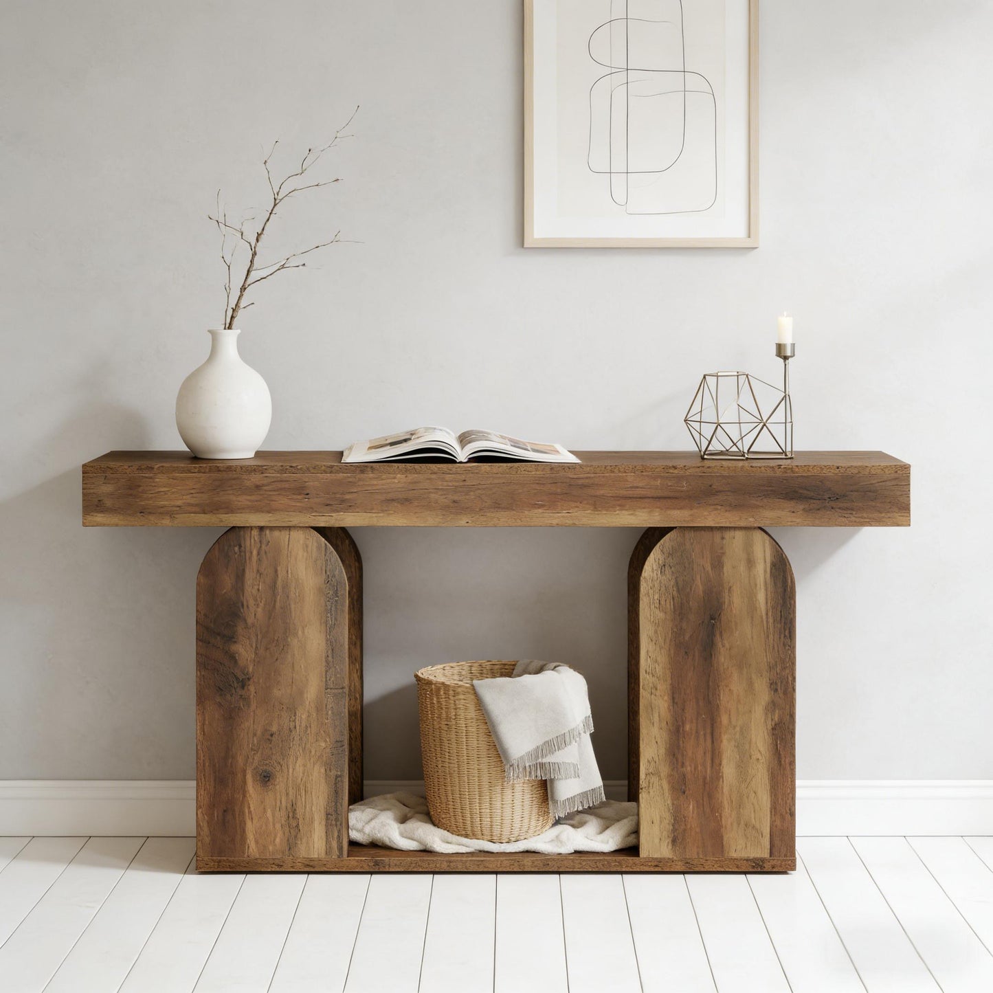 Rustic Brown Console Table - Versatile Hallway & Sofa Table