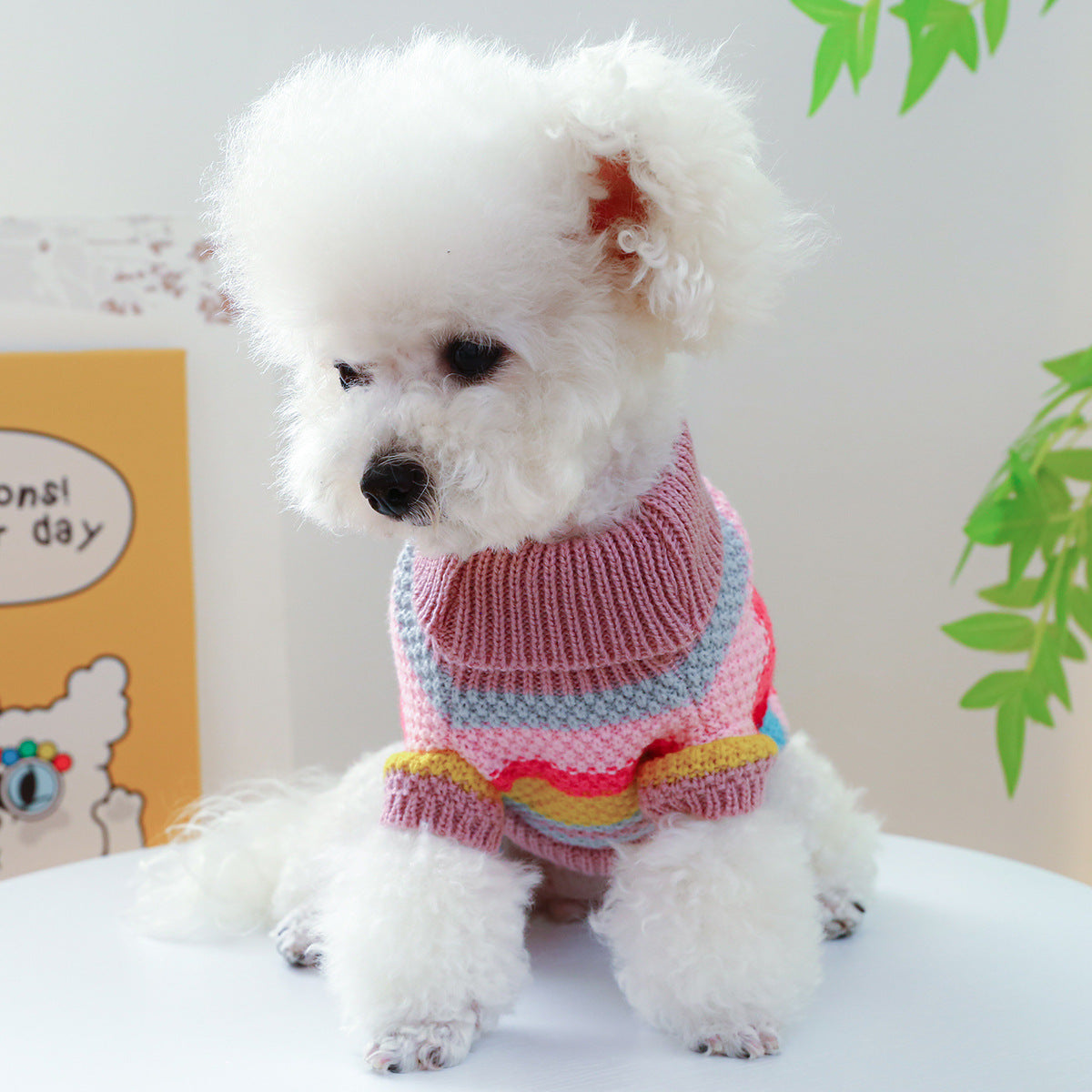 Colorful Pet Sweater with Stripes - Comfortable Acrylic Pet Clothing