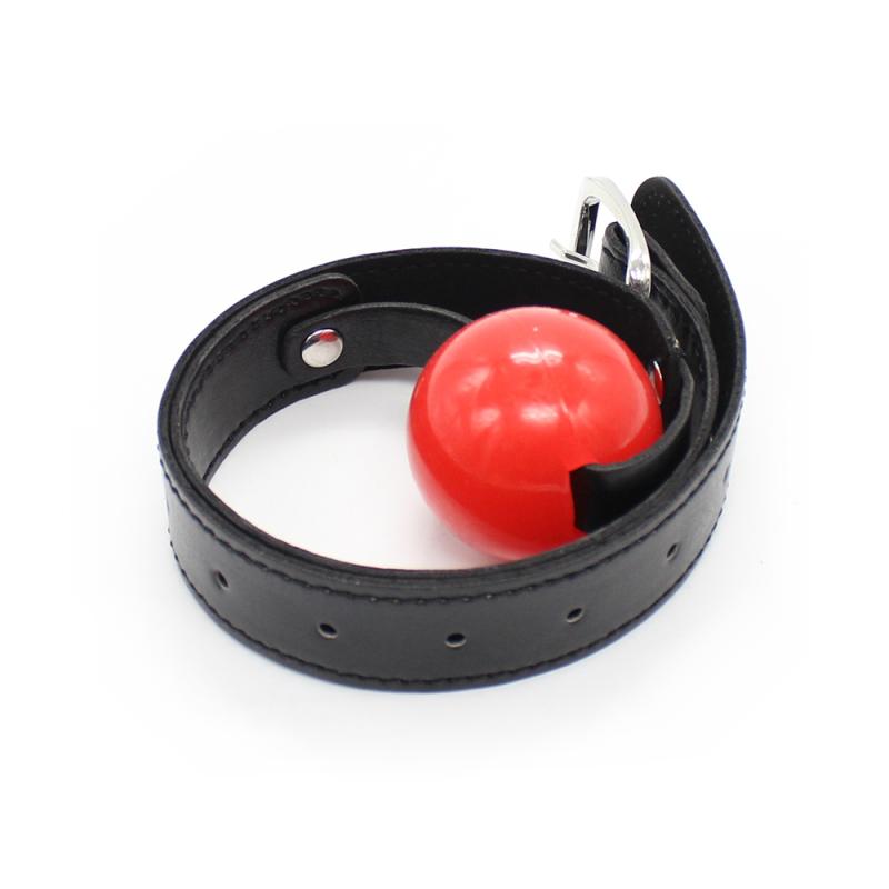 Adult Leather Ball Plug Toy Set with Adjustable Belt - Black & Red