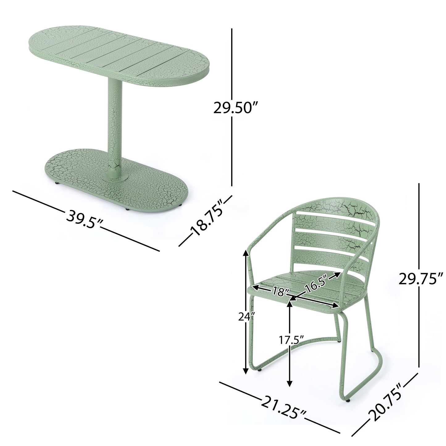 Santa Monica Outdoor Bistro Set - Green Iron Dining Furniture
