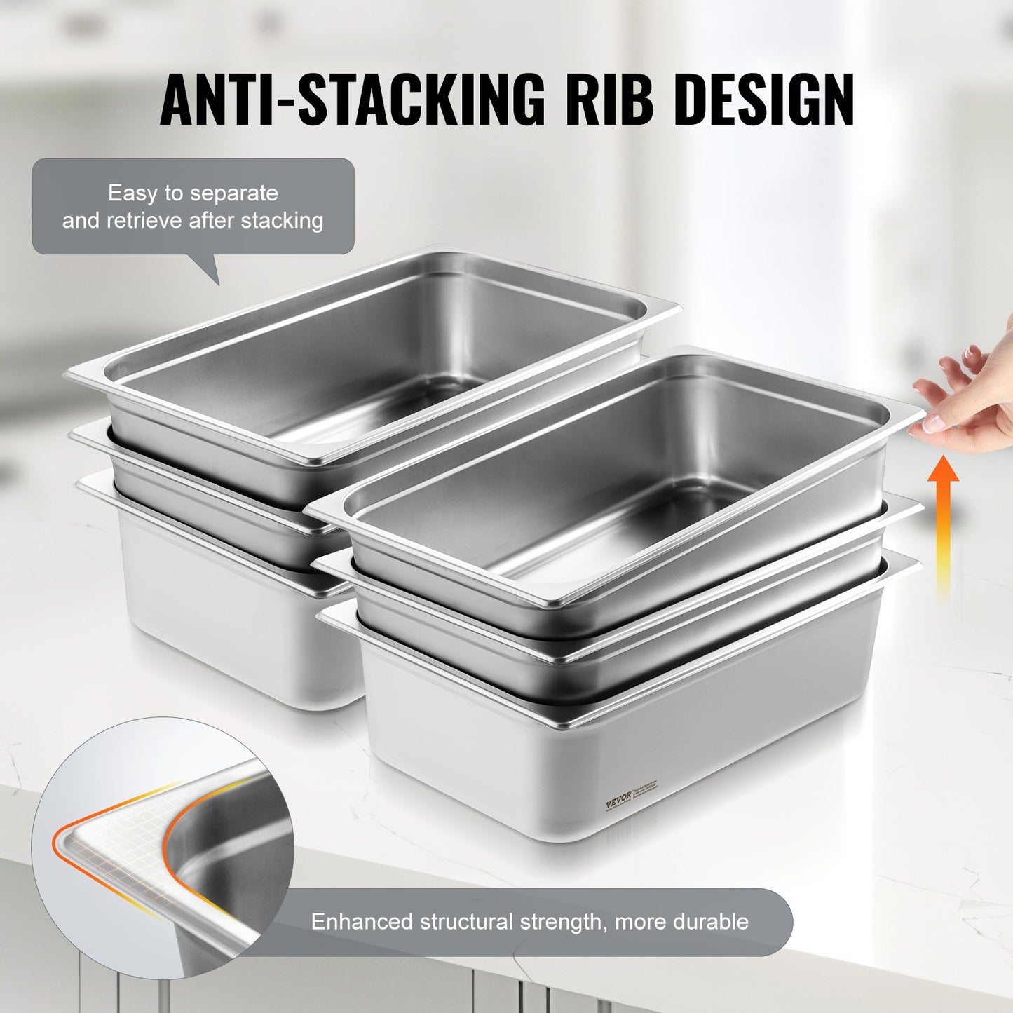 Full-Size Stainless Steel Steam Table Pan - 6 Pack