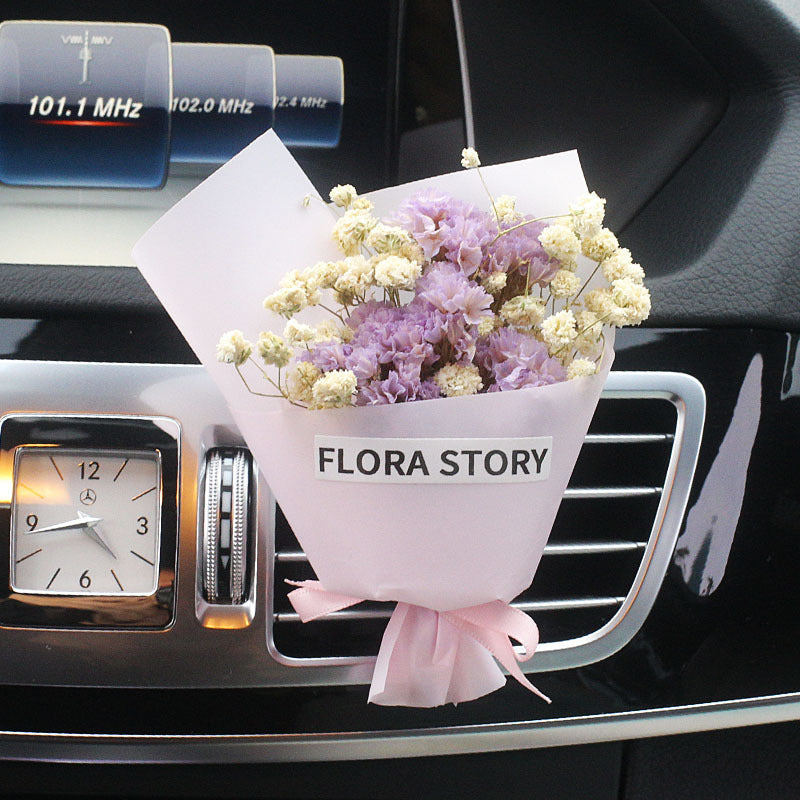 Decorative Dried Flowers Air Outlet Car Freshener - Colorful Aromatic Bouquet