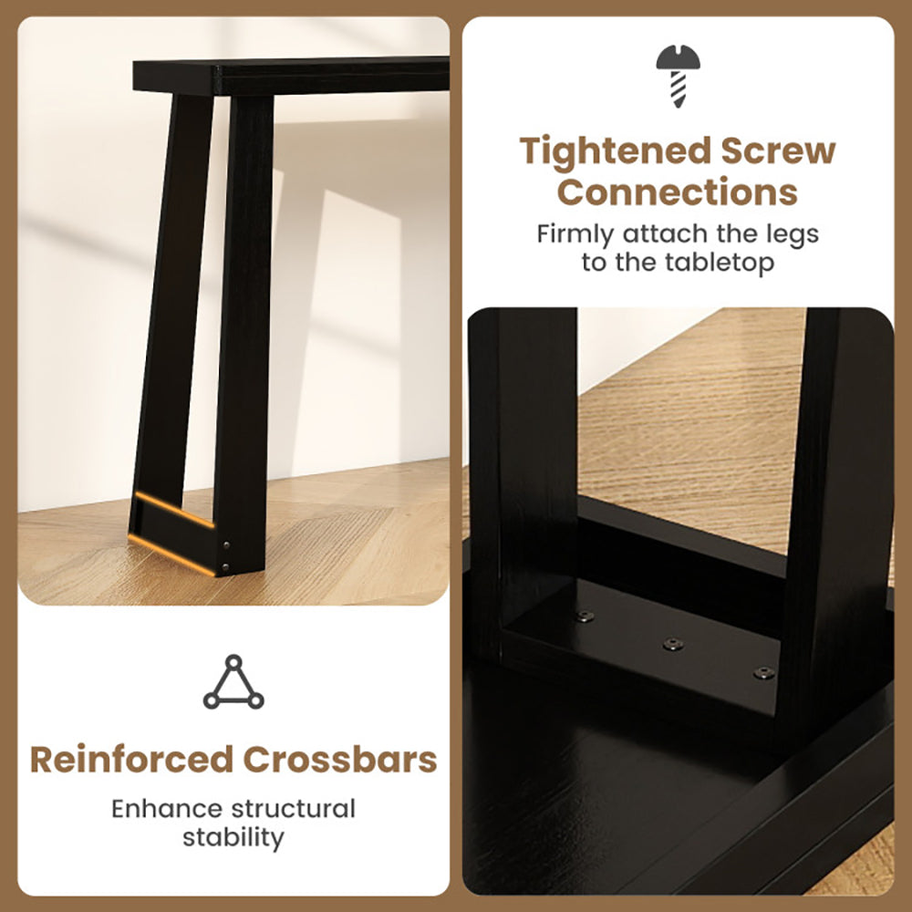 Solid Rubber Wood Console Table 43 Inch Narrow Entryway With Thick