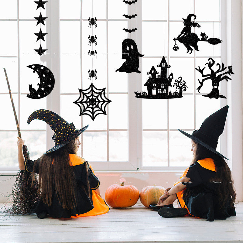 Halloween Spider Hanging Garland - 6 Pieces Festive Party Decor