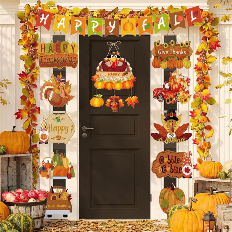Thanksgiving Decoration Set - Autumn Harvest Flag & Hanging Flags for Party & Home