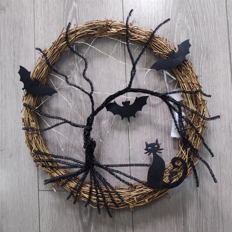 Luminous Entrance Corridor Cross Decoration - Simulation Wreath 37cm