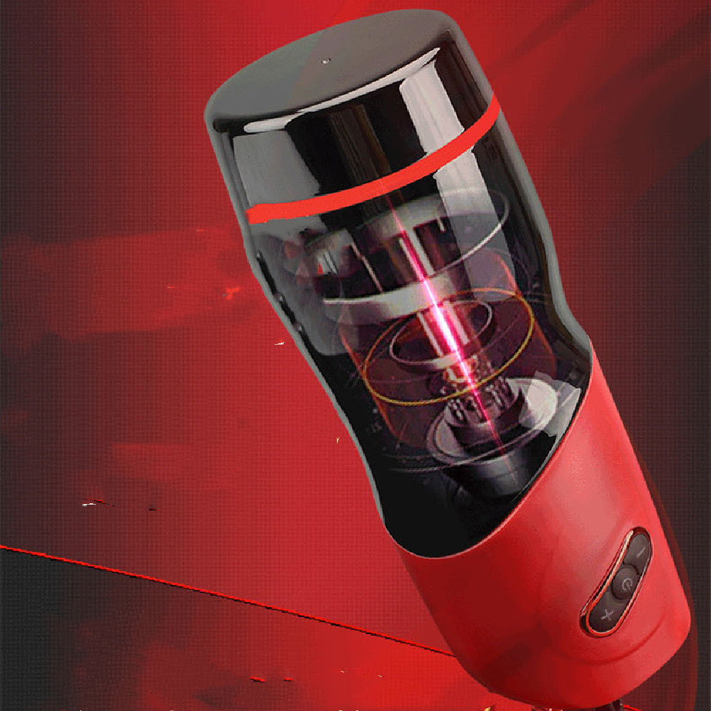 Men's Telescopic Masturbator with Vibration Hands-Free Service Black