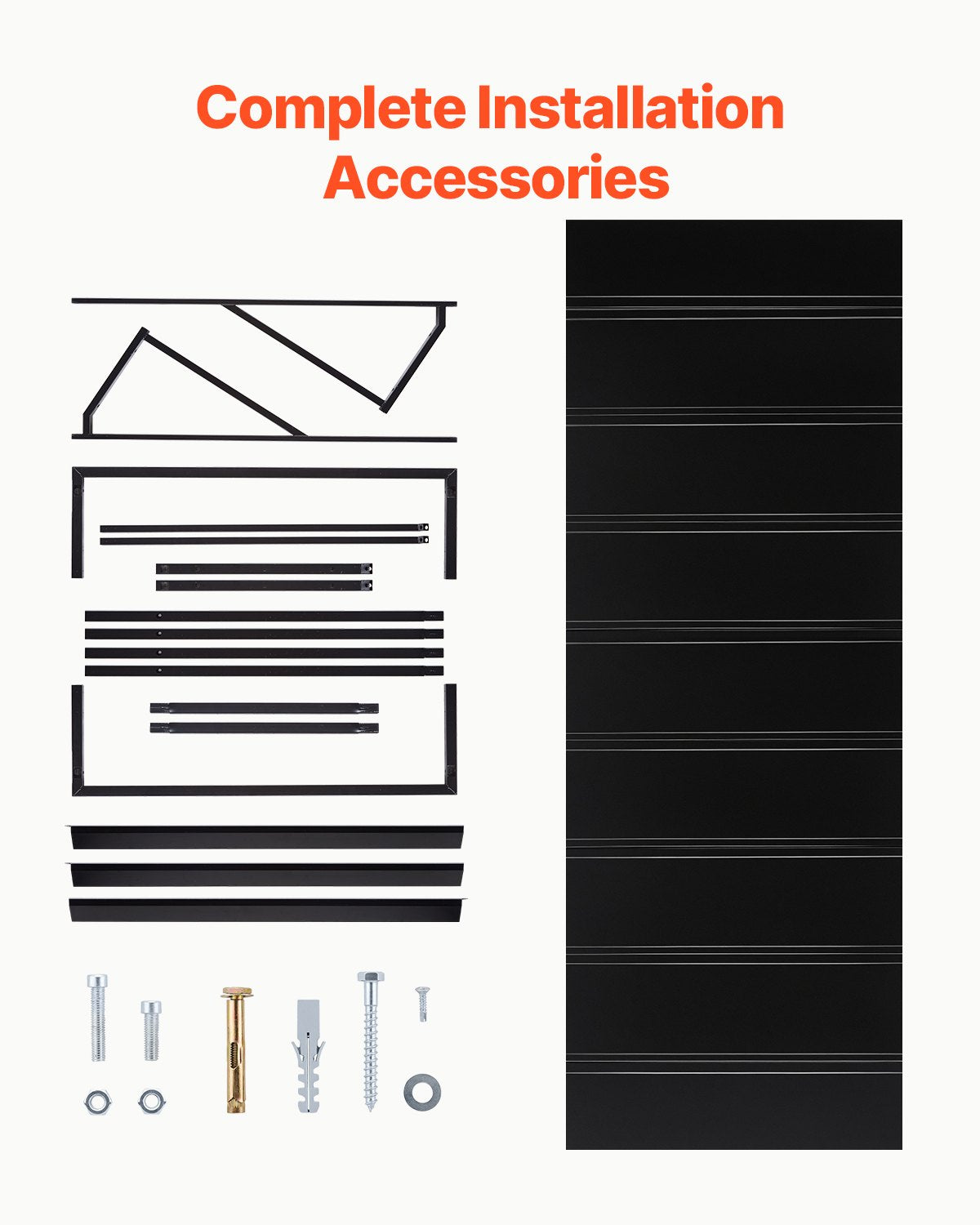 Outdoor Steel Window Awning 104x36 Inch Anti-Rust Door Canopy Black