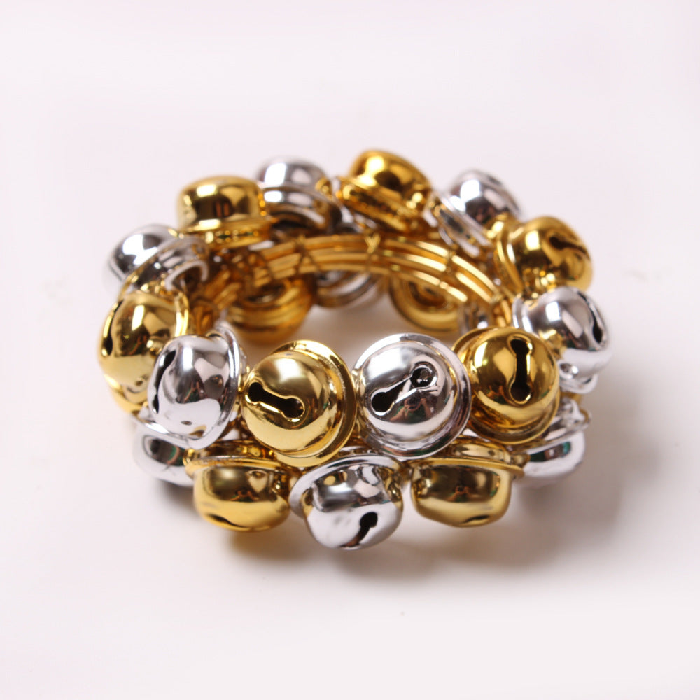 Gold Silver Bell Beaded Napkin Ring Set for Festive Table Decor