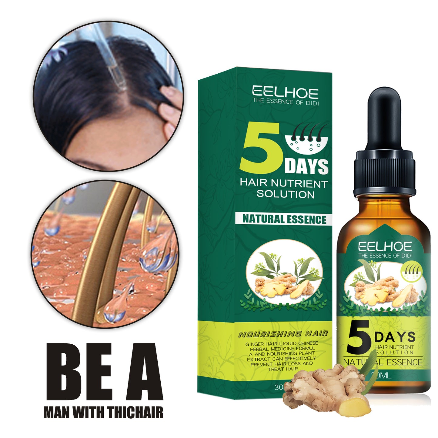 Ginger Hair Growth Essential Oil with Ginseng Extract for Hair Care