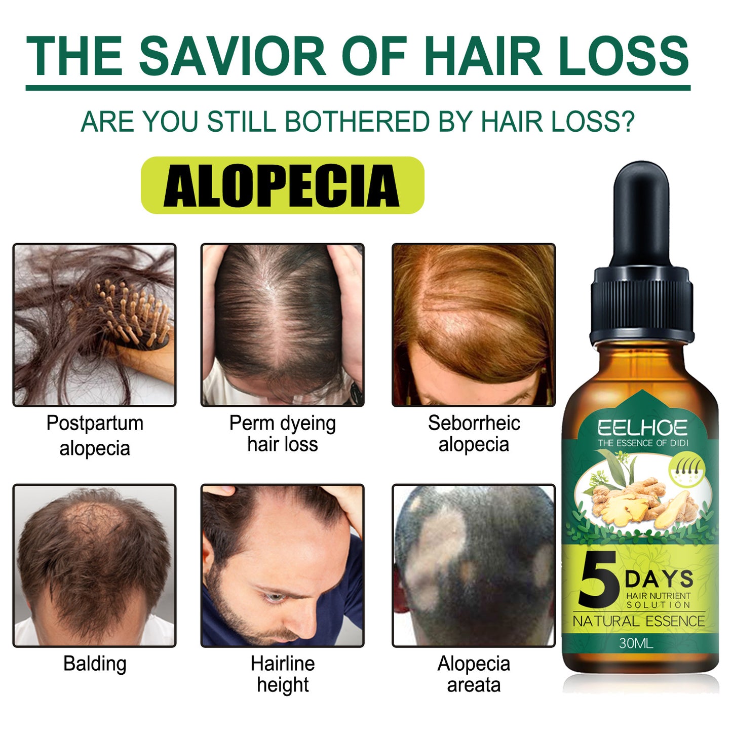 Ginger Hair Growth Essential Oil with Ginseng Extract for Hair Care