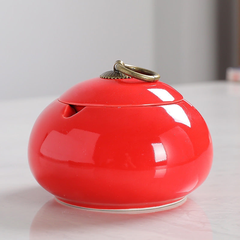 Ceramic Windproof Ashtray with Cover - Multiple Colors for Home & Garden