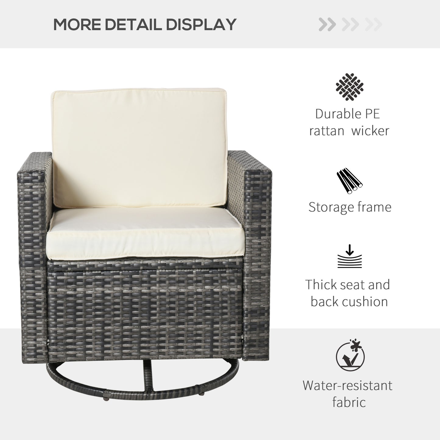 Outdoor Swivel Rocker Dining Chair - Cream White, Cushioned
