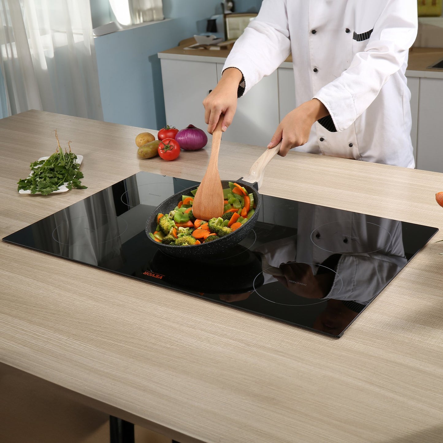 5-Burner 36-Inch Induction Cooktop with Touch Control, Child Lock & Overheat Protection