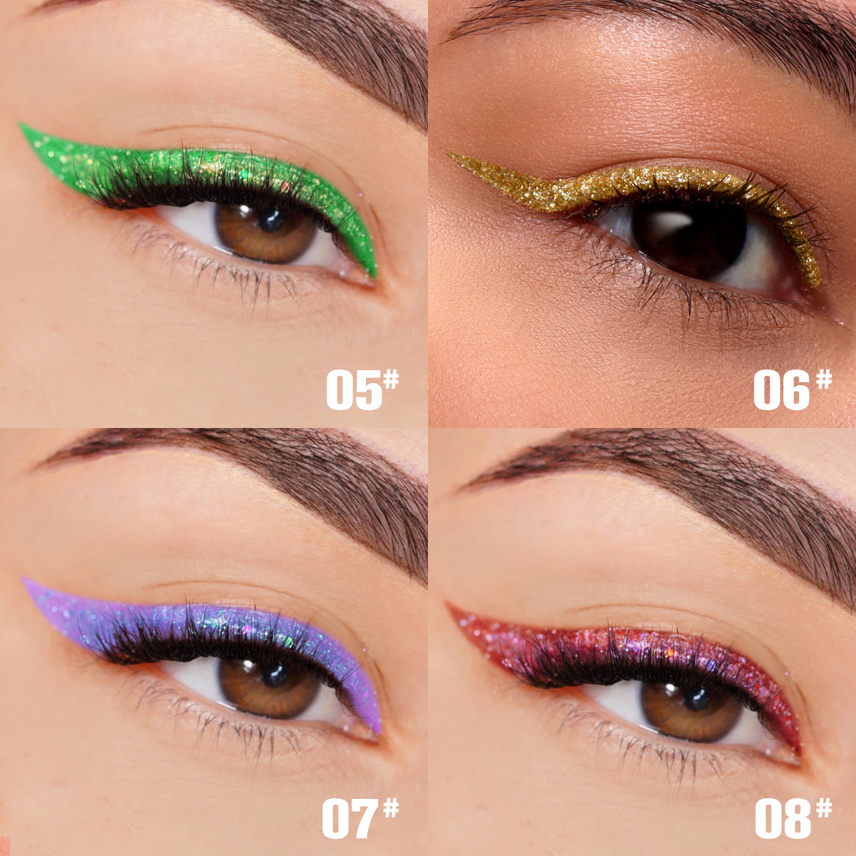 Liquid Glitter Eyeliner Set - 8 Piece Waterproof Long-Lasting Makeup Kit