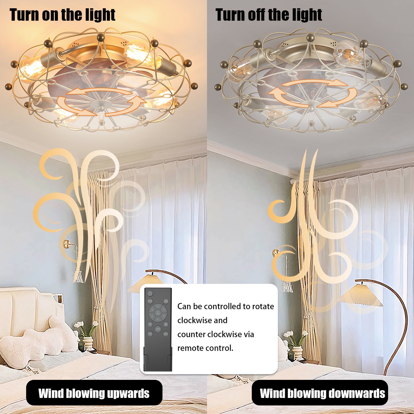 Modern Low Profile Ceiling Fan with Lights & Remote Control