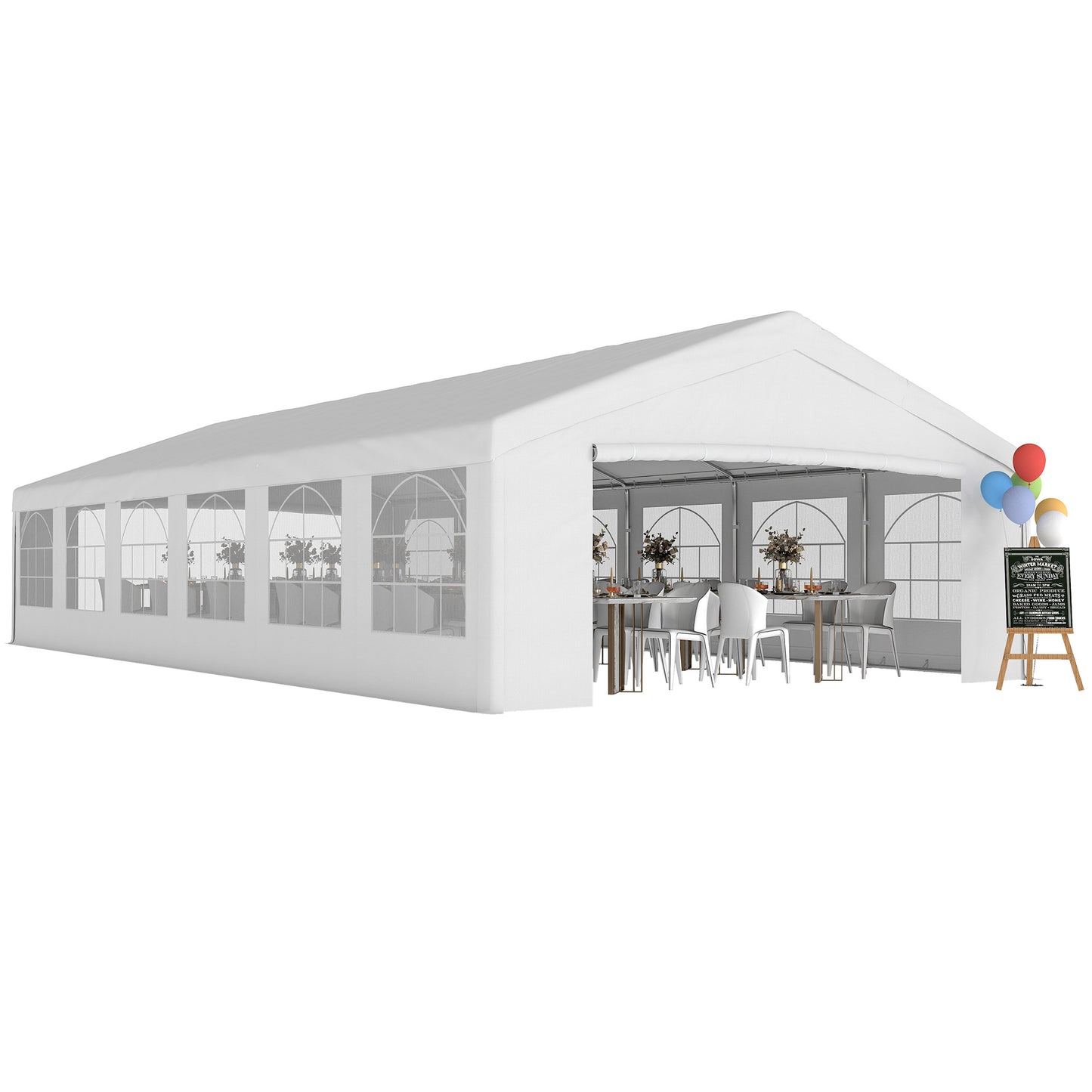 20' x 40' Heavy Duty Outdoor Party Tent - White Canopy with Sidewalls