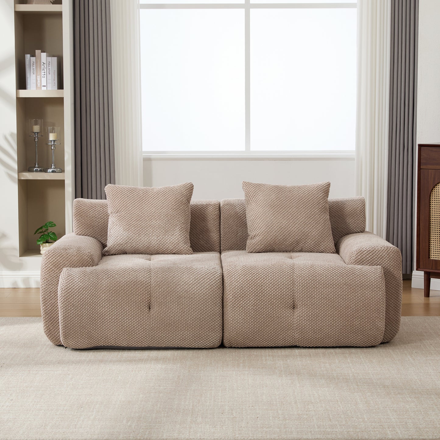 73" Modern Modular Loveseat Sofa - Convertible Tufted Couch with Pillows, Taupe