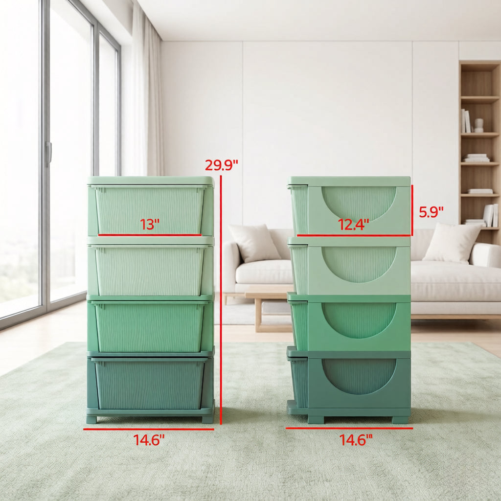 Child-Friendly Toy Storage Organizer - Green Multi-Tier Unit