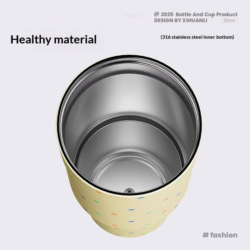 Large Capacity Thermal Insulation Cup with Straw - Stainless Steel Travel Mug