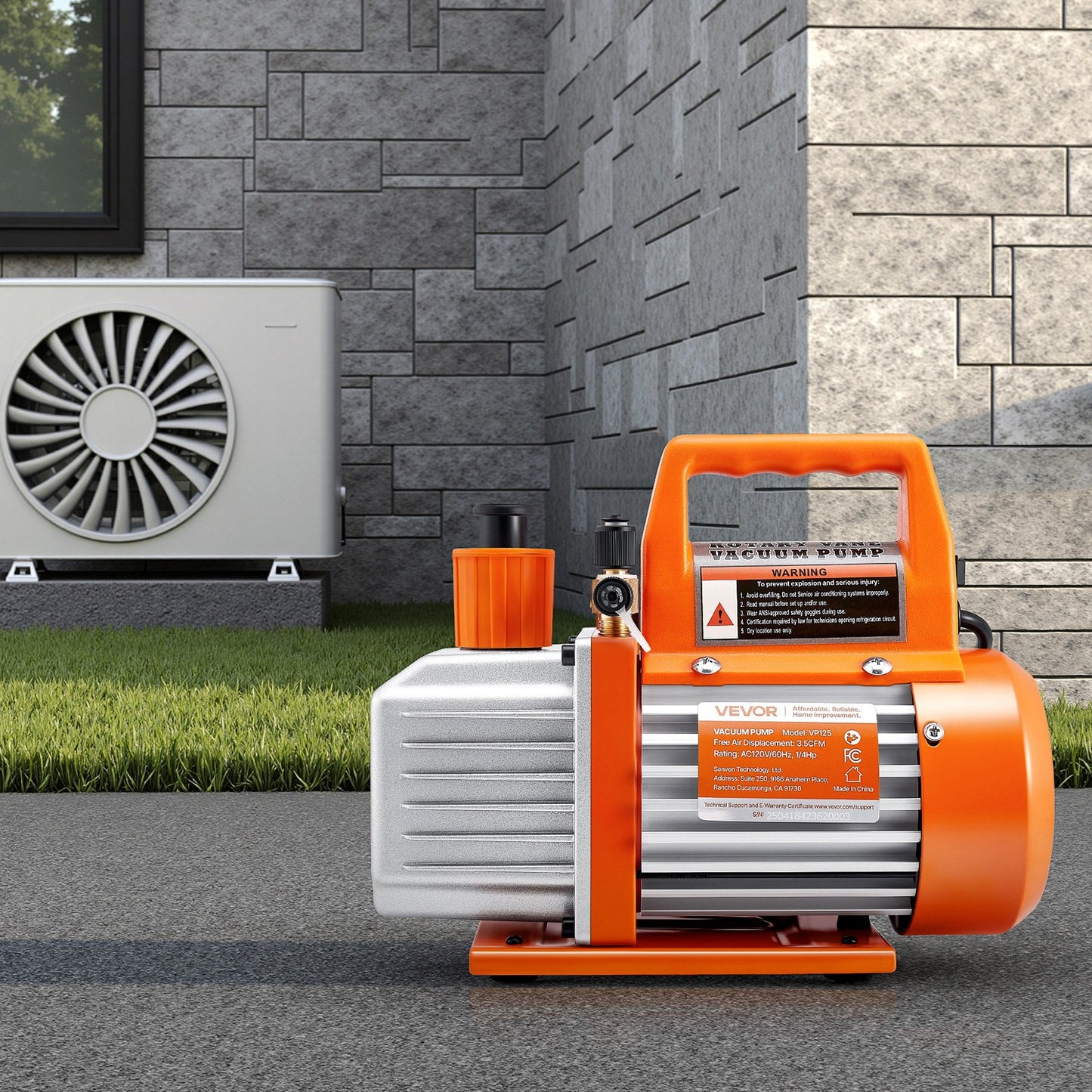 HVAC Vacuum Pump 3.5 CFM Rotary Vane Oil Included - Single Stage Air Conditioner Pump